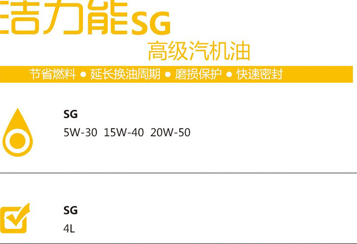潔力能SG高級(jí)汽機(jī)油型號(hào)